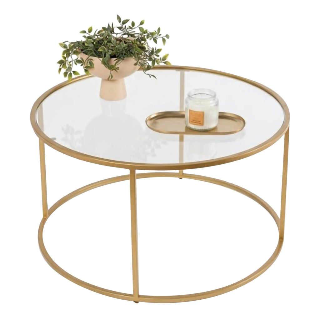 Moena, Tavolino da Salotto Forma Rotondo, 80x80x43h cm oro
