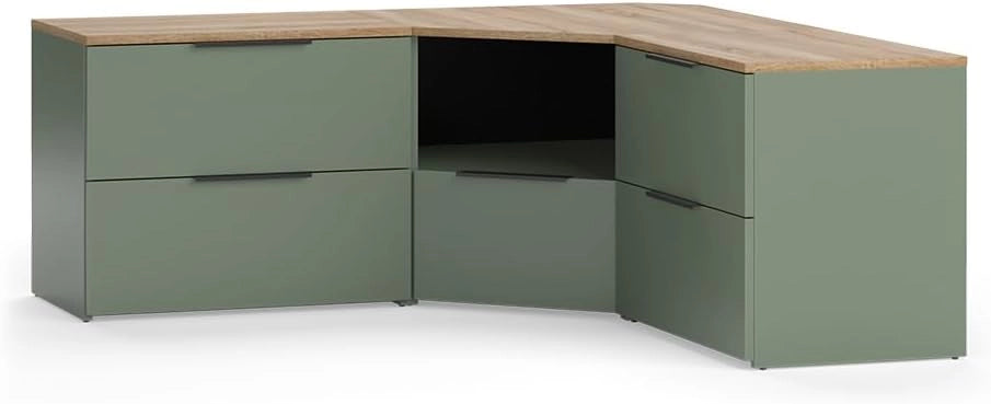 Parete attrezzata soggiorno Wido, Verde, 3 parti