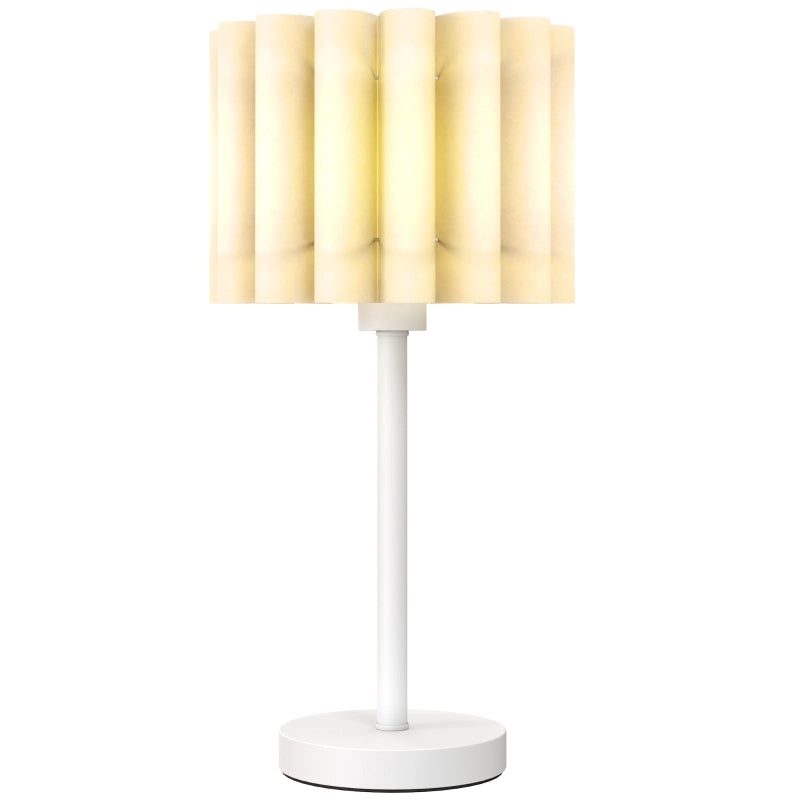 Lampada da tavolo in plastica bianca con paralume ondulato, attacco E27, interruttore a pulsante, Ø25 x 48,5H cm