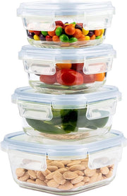 Contenitori per conservazione alimentare Quadrati - Set 4 azzurri - Contenitori per microonde e congelatore