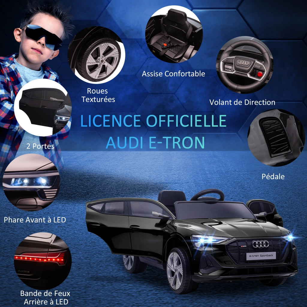 Auto elettrica bambini Audi e-tron Sportback ¨C zephmum ¨C 12V LED nero