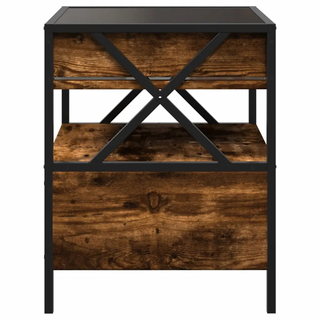 Tavolino da Salotto con LED Infinity Rovere Fumo 40x40x51 cm 847719