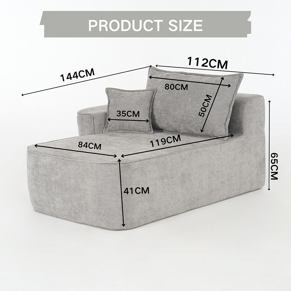 Chaise longue confortable - Xylo - Cuscini morbidi con tasche laterali, grigio