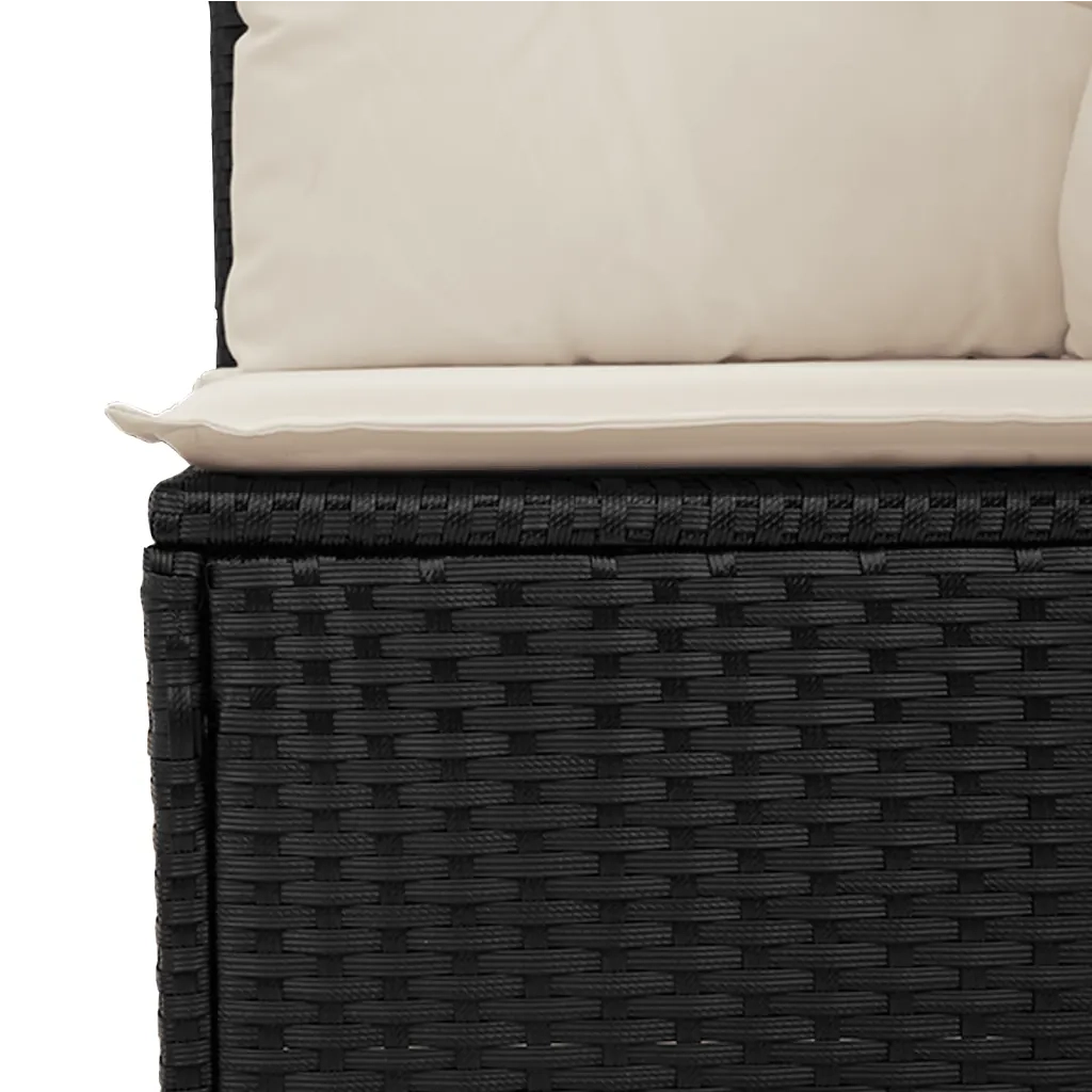 vidaXL Set Divani da Giardino 5 pz con Cuscini Nero in Polyrattan