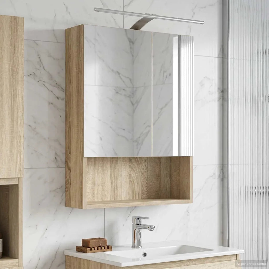 Mobiletto per specchio da bagno Rovere Sonoma 50 x 14,5 x 70 cm 889209