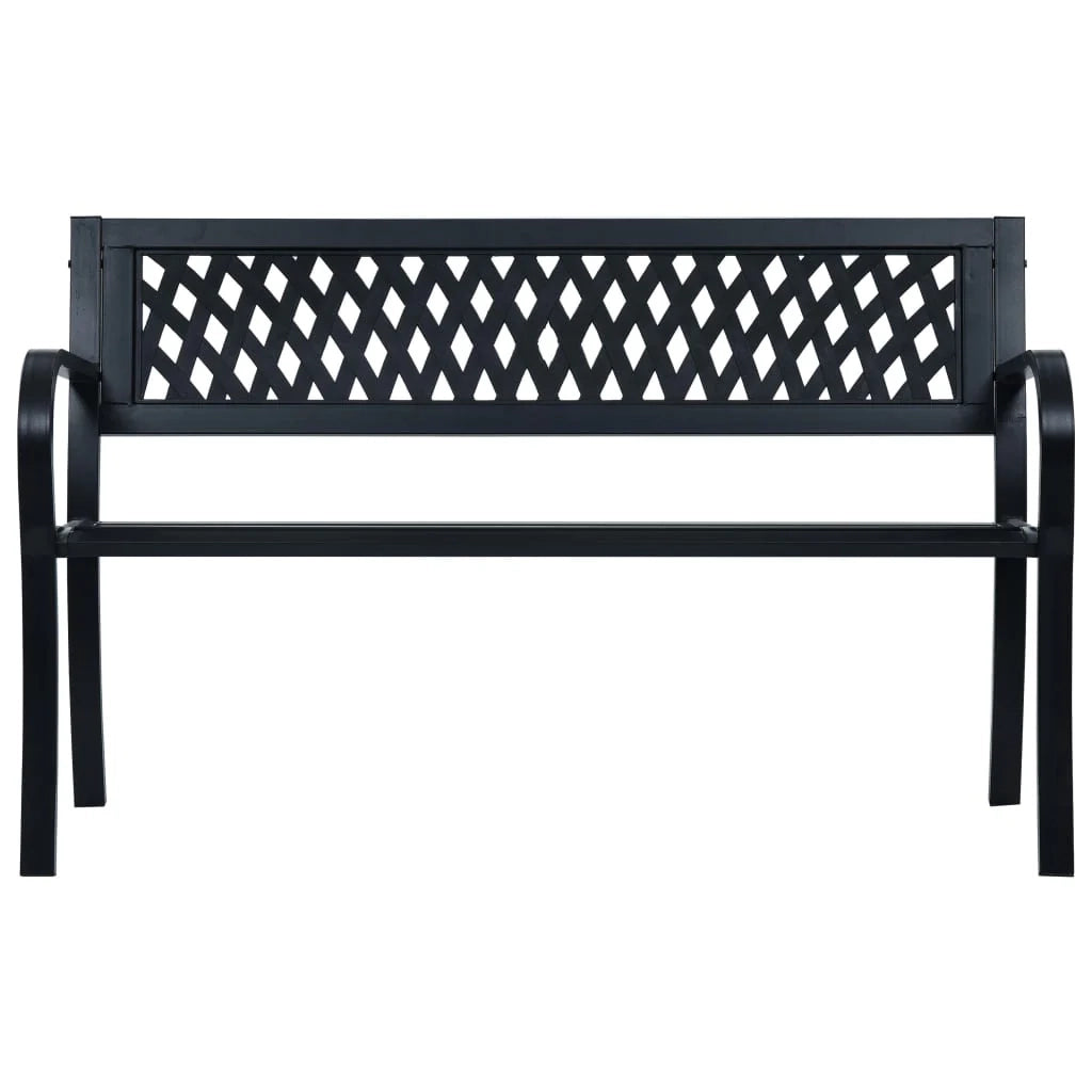 Panca da giardino mobili da esterno terrazza nero 120 cm acciaio 02_0011752