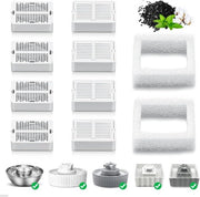 Porseleine e Cup Cake filtro per fontana per animali, 8 filtri a carbone attivi, 2 filtri a schiuma, fontana per animali in ceramica, distributore di acqua, fontana per cani, filtri di ricambio (10 pezzi)