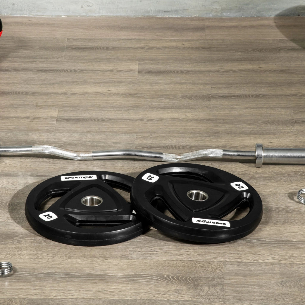 Set di 2 Dischi Pesi da 20 kg per Bilanciere Ø40x4,5 cm in Acciaio con Rivestimento in Gomma Nero