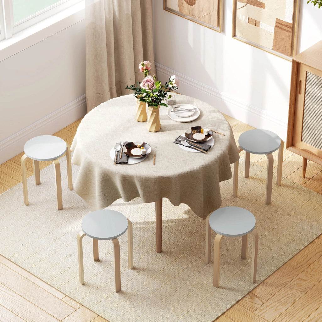 Set 4 Sgabelli Rotondi e Impilabili Ø40x45 cm in Legno Grigio
