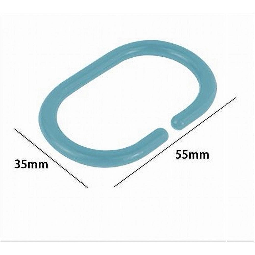 Trade Shop - Set 12pz Anelli Ganci Per Tenda Da Doccia Box Bagno In Plastica Pp Azzurro 87245 -