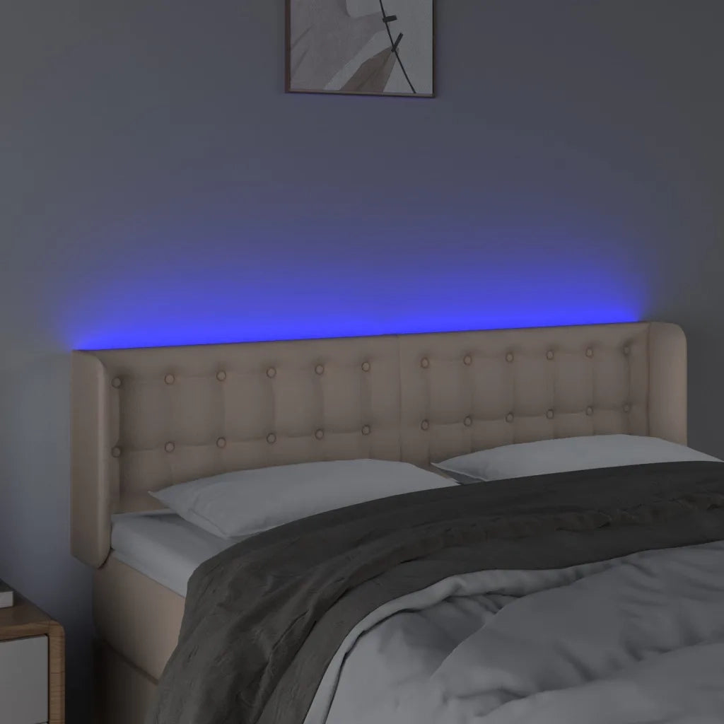 Testiera Cappuccino a LED 147x16x78/88 cm in Similpelle