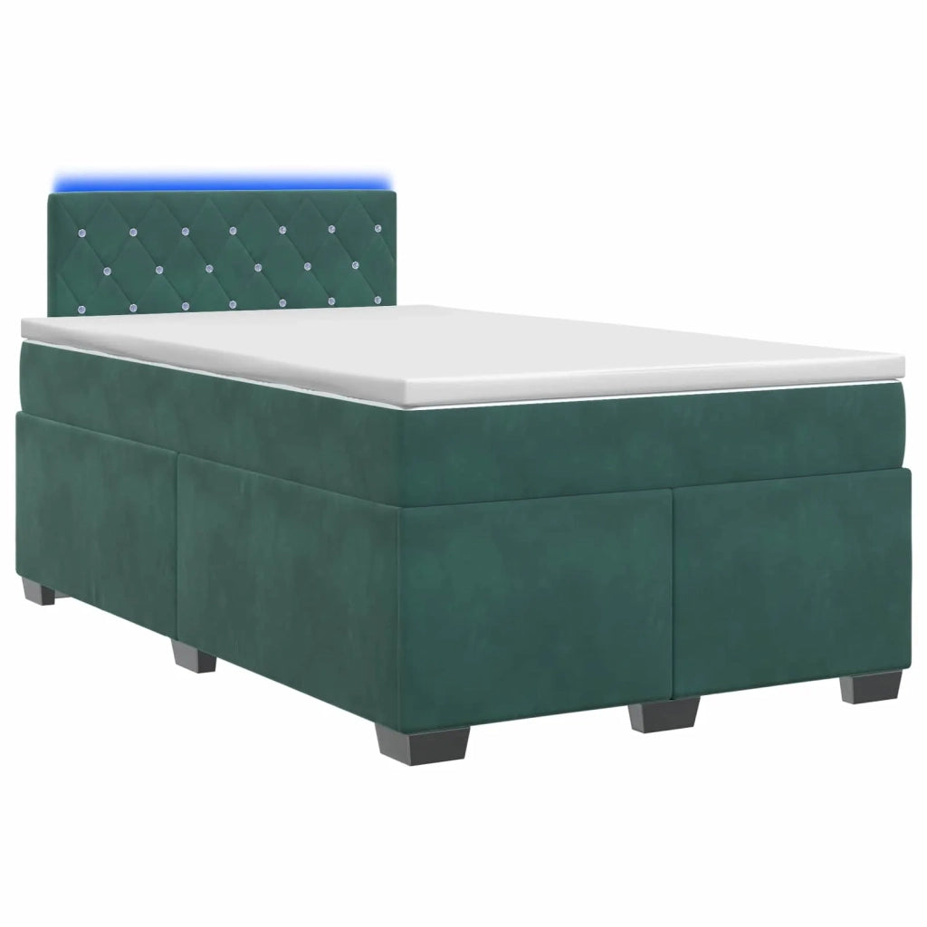 Letto con Box Spring, Materasso e LED Verde Scuro 120 x 200 cm 3452153