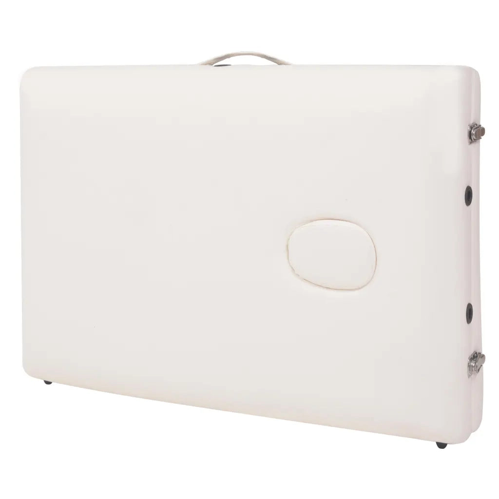 Set Lettino Massaggio Pieghevole 2 Zone 10 cm e Sgabello Bianco 110154