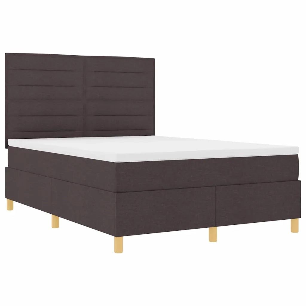 Letto a Sorgente LED Marrone Scuro 140 x 190 cm Tessuto 3343022
