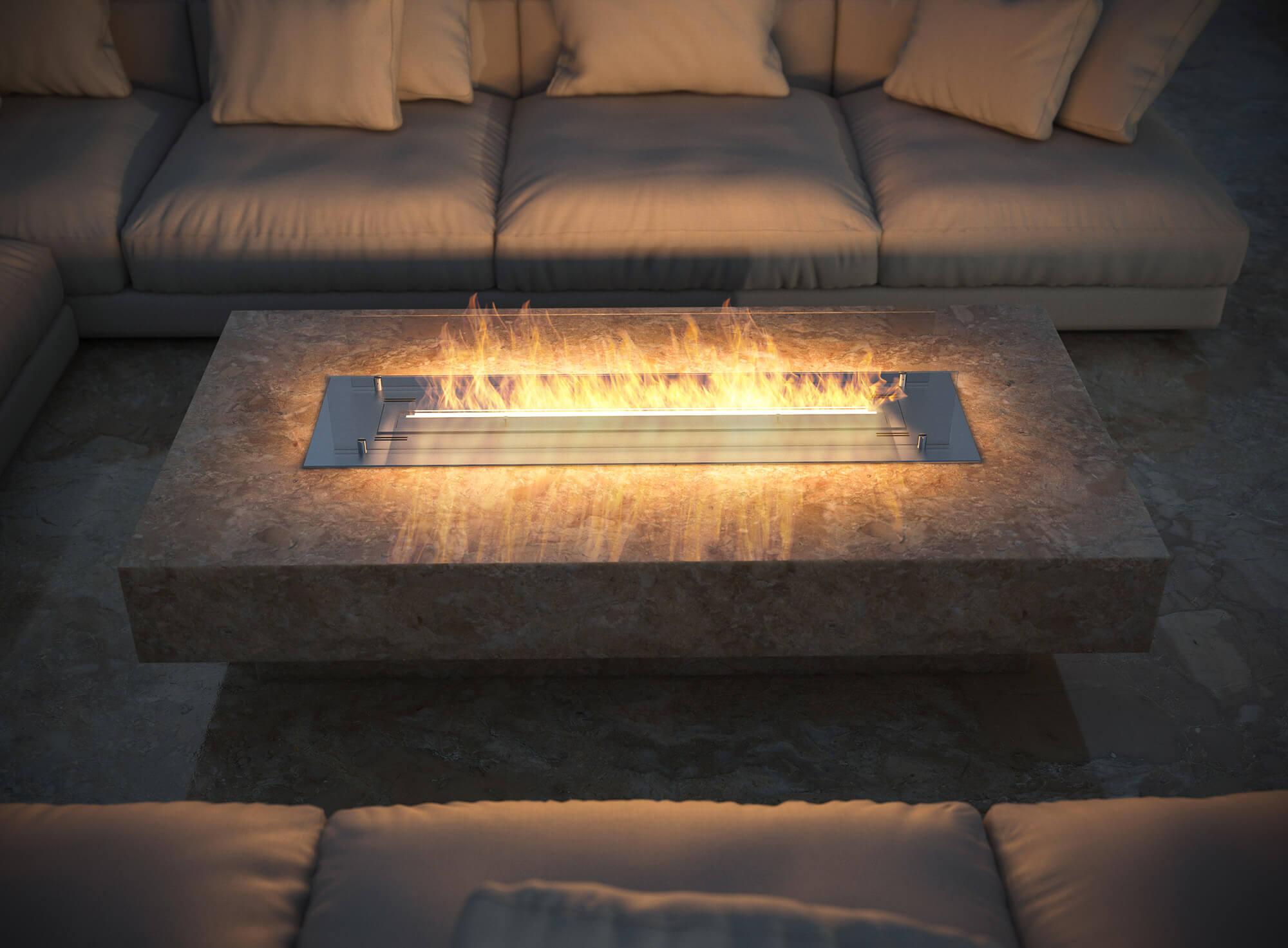 Camino a Bioetanolo da Incasso 120x32 cm Insert 1200 in Acciaio Inox