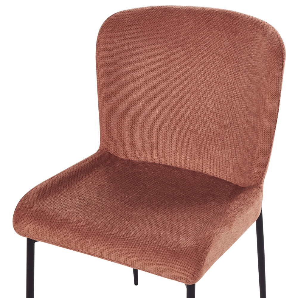 Set di 2 sedie da pranzo in tessuto poliestere con texture a maglia marrone soggiorno e camera da letto