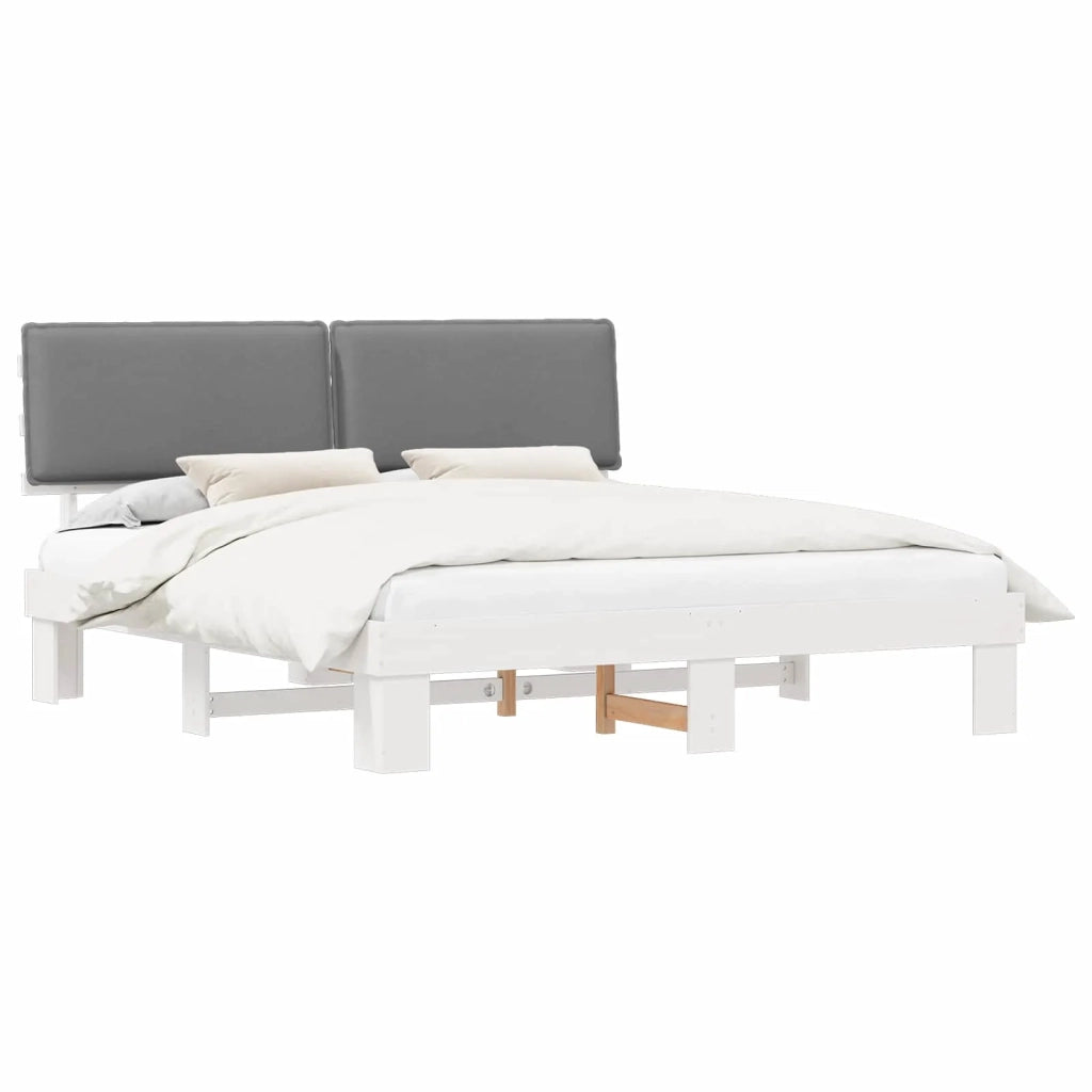 Letto con Testiera Rivestita Grigio chiaro 200 x 200 cm 3398068