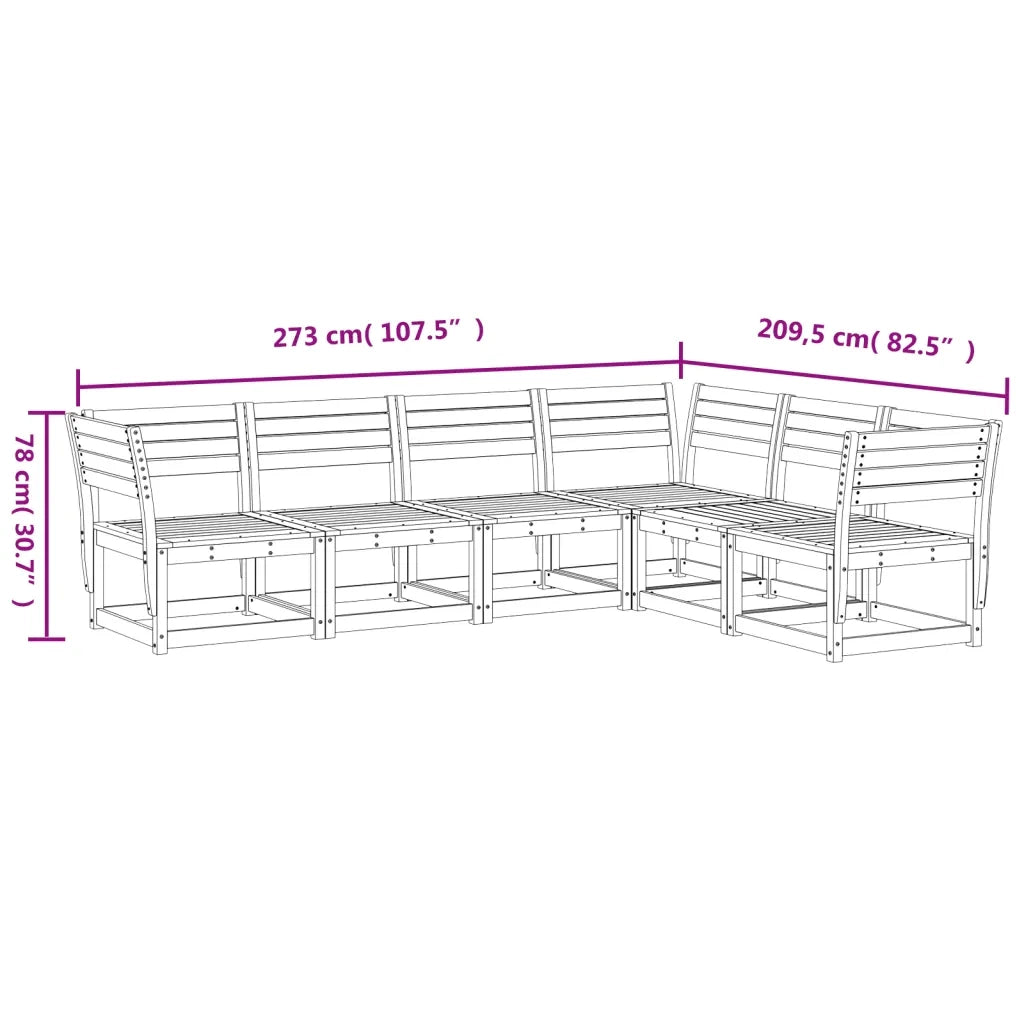 Set Divani da Giardino 6 pz Bianco in Legno Massello di Pino 3217016