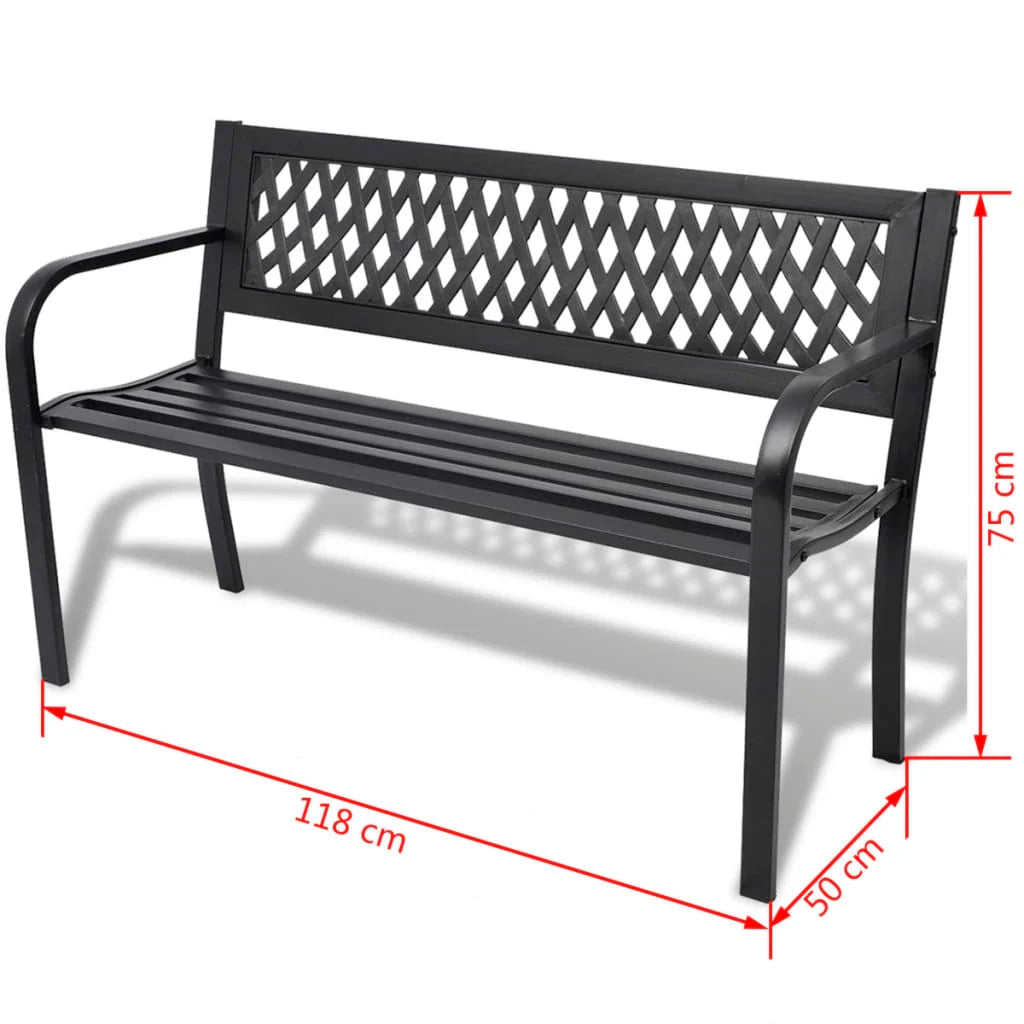 Panca da giardino mobili da esterno per patio terrazza 118 x 50 x 75 cm acciaio nero 02_0011188