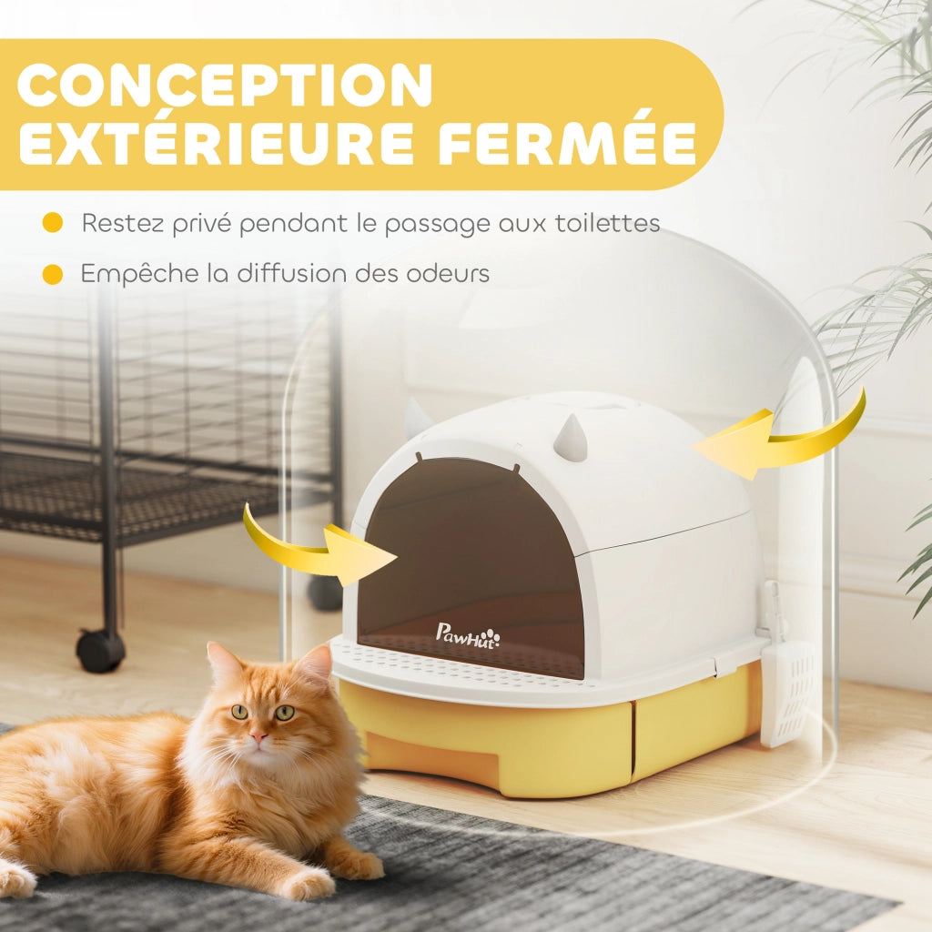Casetta per gatti con lettiera chiusa e maniglia ¨C Minimal ¨C 40.5x52x39 cm giallo