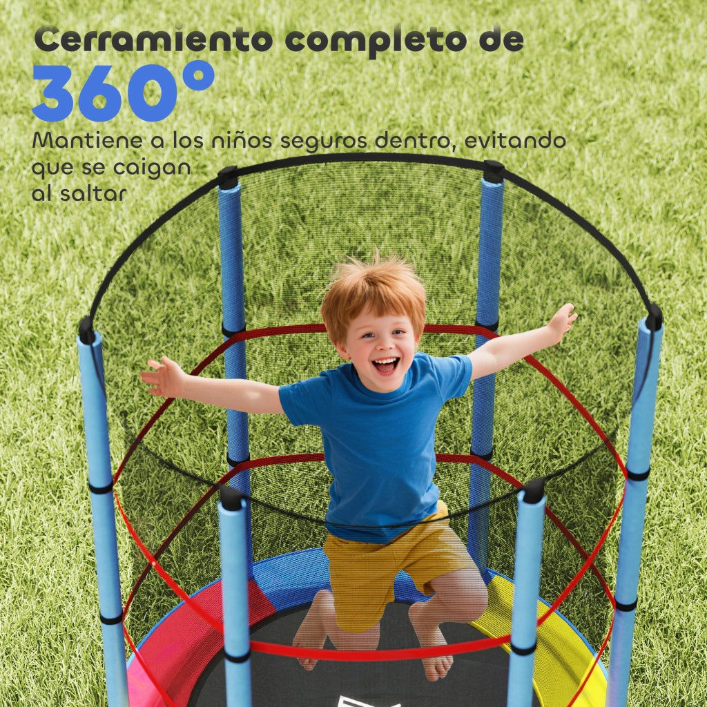 Trampolino Elastico per Bambini con Rete di Sicurezza ¨C Zephmum ¨C ?140x190 cm Multicolore