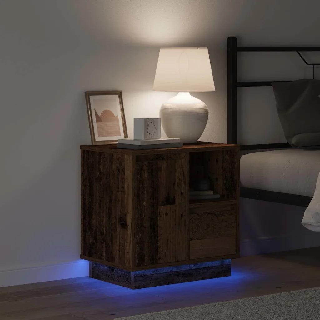Set di 2 Comodini | Armadio da Notte | Mobiletto da notte Legno vecchio 50 x 34,5 x 50 cm.