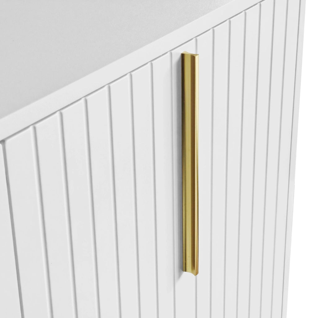Sideboard moderno con 3 ante, ripiani regolabili, maniglie in metallo e base a U, bianco