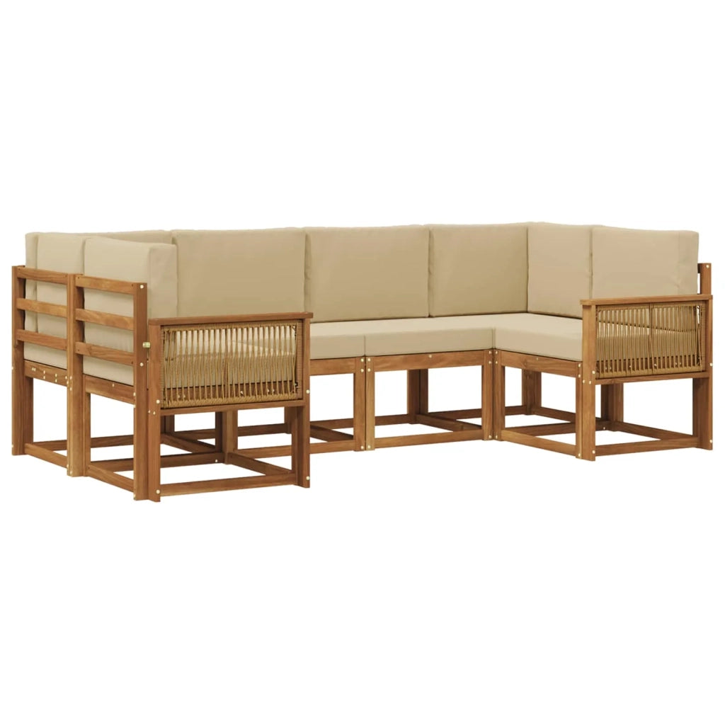 Set di divani da esterno 6 pz Naturale e Beige 3385499
