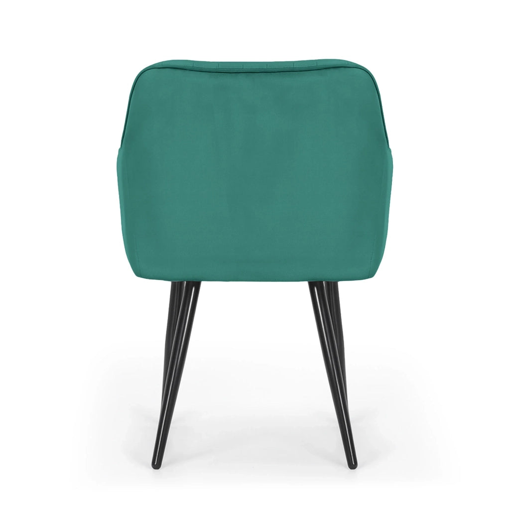 Set di 2 Sedie in velluto con cuciture verticali FLORENCE Verde Bottiglia gambe nere