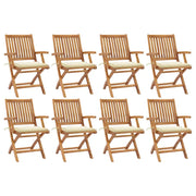 Sedie da Giardino Pieghevoli con Cuscini 8 pz Massello di Teak cod mxl 75205