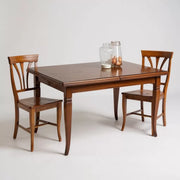 Set tavolo classico legno intarsiato bassano 180x90x78 con 6 sedie seduta legno - Mobili 2G