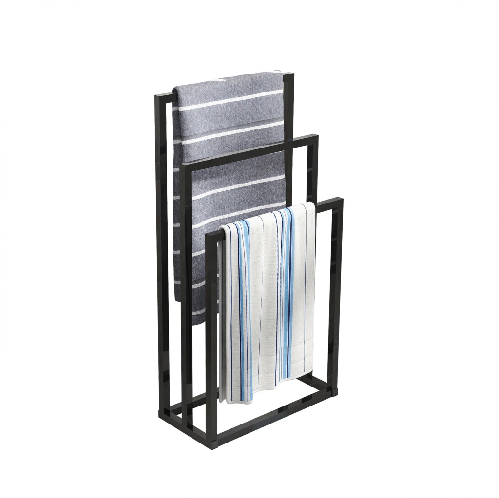 PORTA ASCIUGAMANI 3 Livelli 45x22x86 cm Metallo Nero Autoportante
