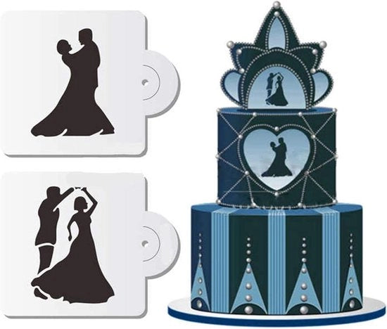 Set di 2 modelli di torta per valzer da Valentino - strumento di pittura a spruzzo per arte mold fondant decorare tool modello di caffè forma