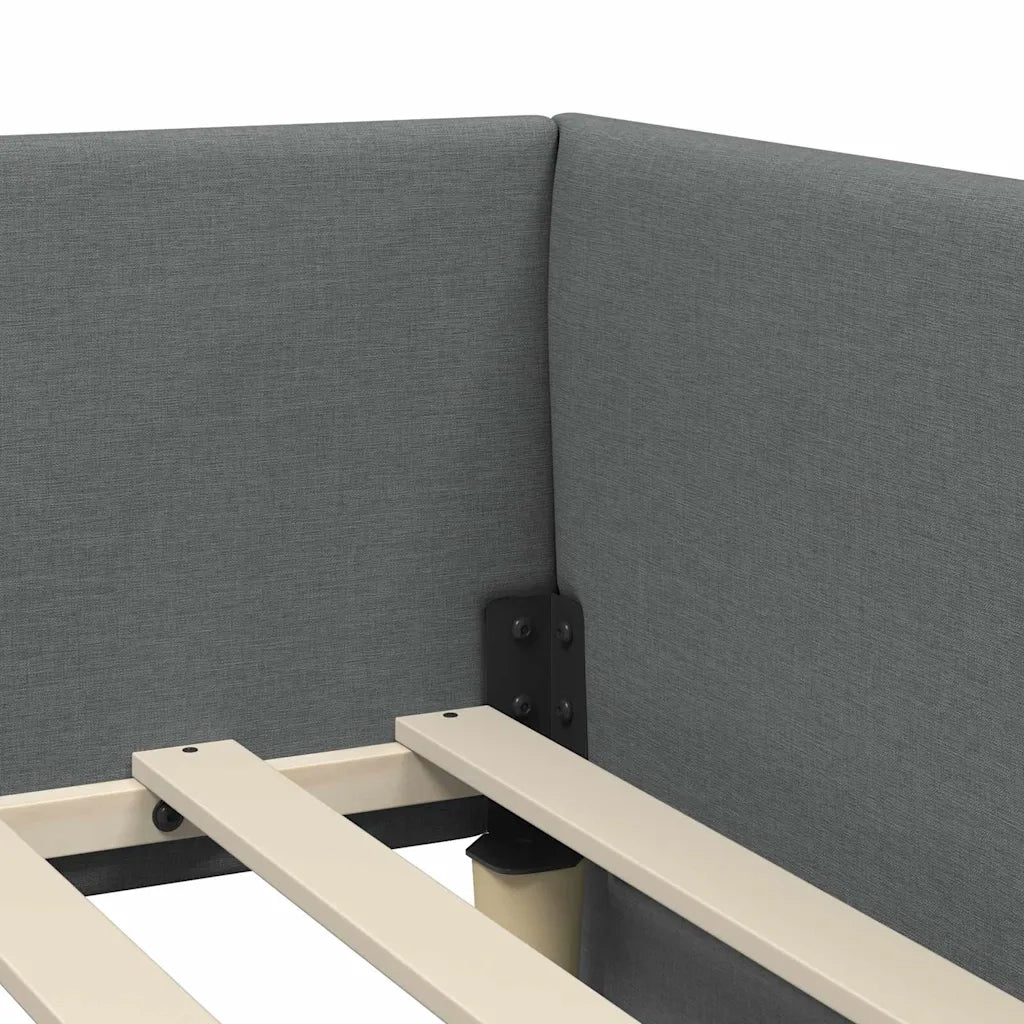Cornice del letto ad angolo Grigio scuro 90 cm x 200 cm Tessuto 42016044