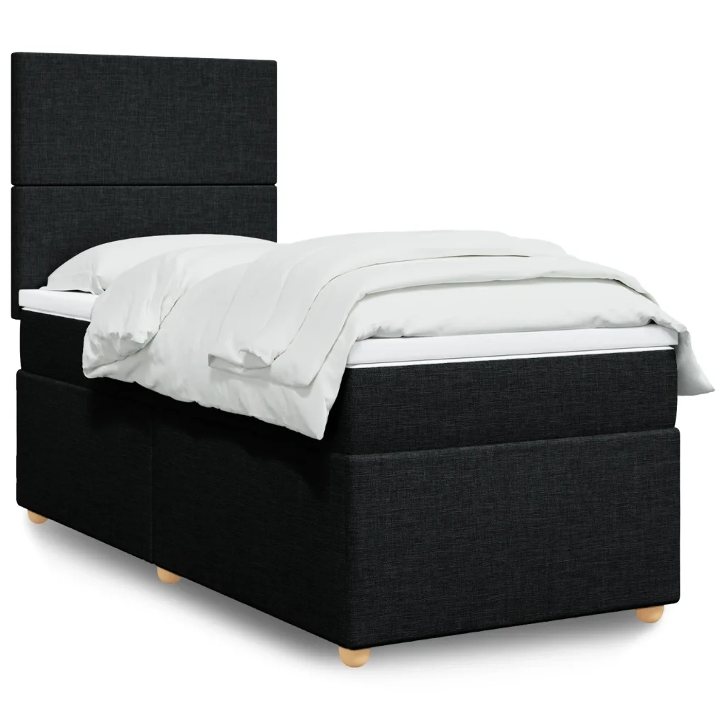Giroletto a Molle con Materasso Nero 100x200 cm in Tessuto