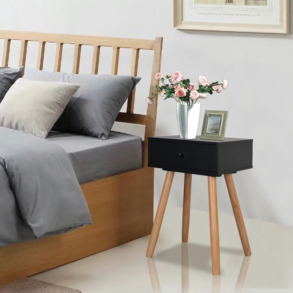 Comodini Set 2 pz in Massello di Pino 40x30x61 cm Neri 244741