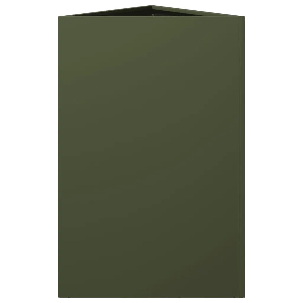 Fioriere 2 pz Verde Oliva Triangolari 50x43x75 cm in Acciaio 851178