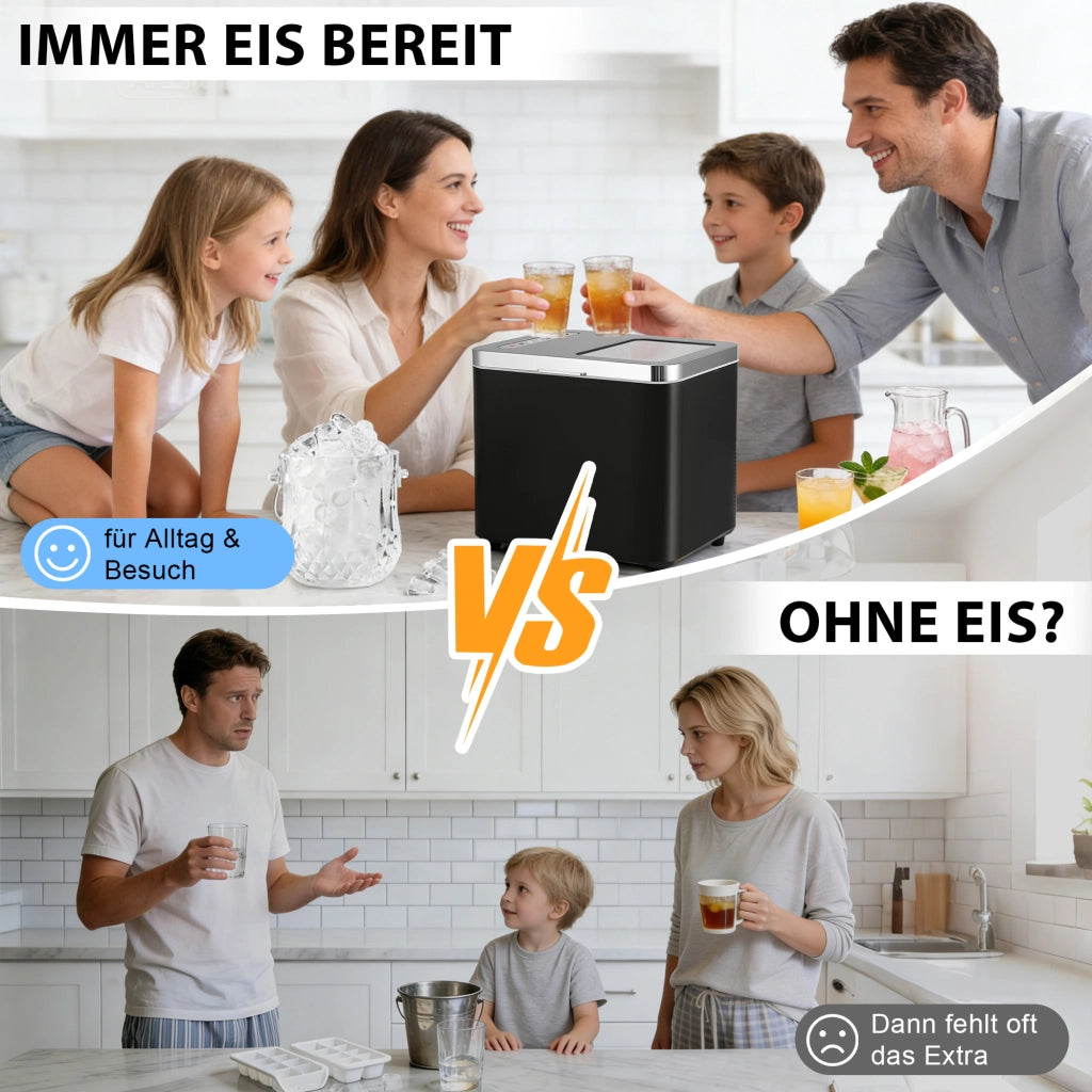 ZMH Macchina per il ghiaccio 1,2L 125W 6 cubetti di ghiaccio in 9 minuti 14 kg/24 ore autopulente per cucina e bar
