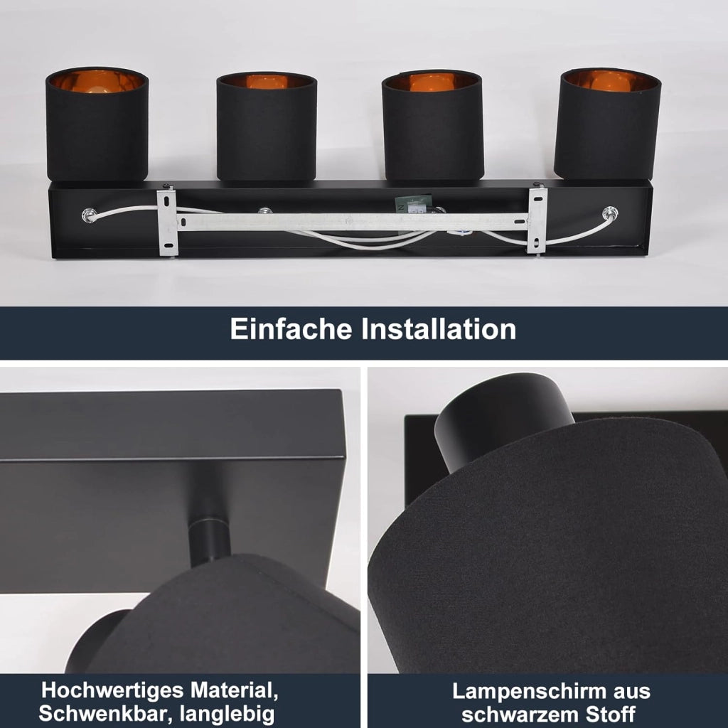 ZMH Faretto da soffitto plafoniera vintage orientabile 350° E14 soggiorno