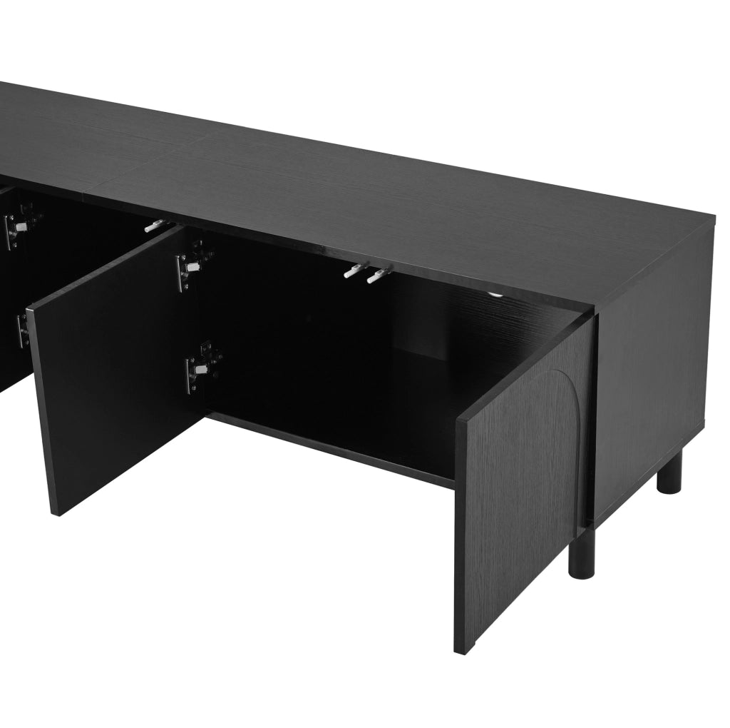 Mobile TV 180x38x45 cm con 5 ante e passacavi; in PB e MDF; nero