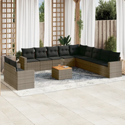 Set Divani da Giardino 12 pz con Cuscini Grigio in Polyrattan 3256536