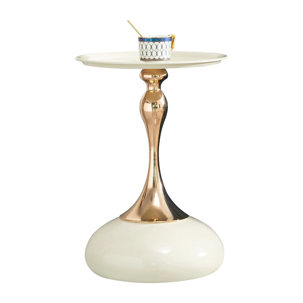 Tavolino Rotondo da Salotto ¨C MINIMAL ¨C Metallo, Bianco, 38 cm