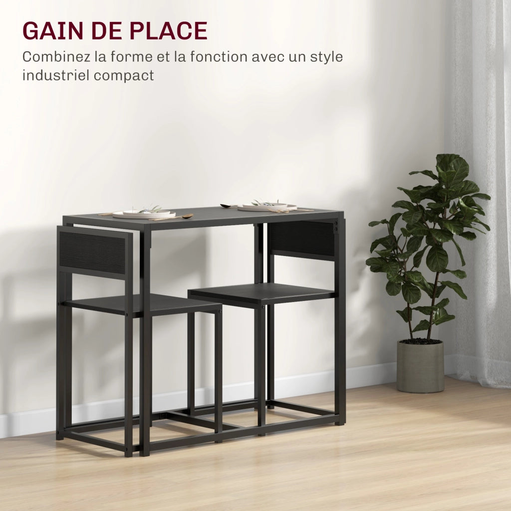 Set tavolo da pranzo con 2 sedie ¨C Xylo ¨C Nero, 3 pezzi per cucina e sala