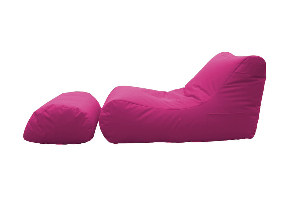 Poltrona Pouf Chaise Longue con Poggiapiedi in Poliestere Fucsia Avalli