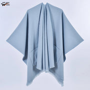 Sciarpa da donna, elegante mantello con cintura diagonale monocromatica