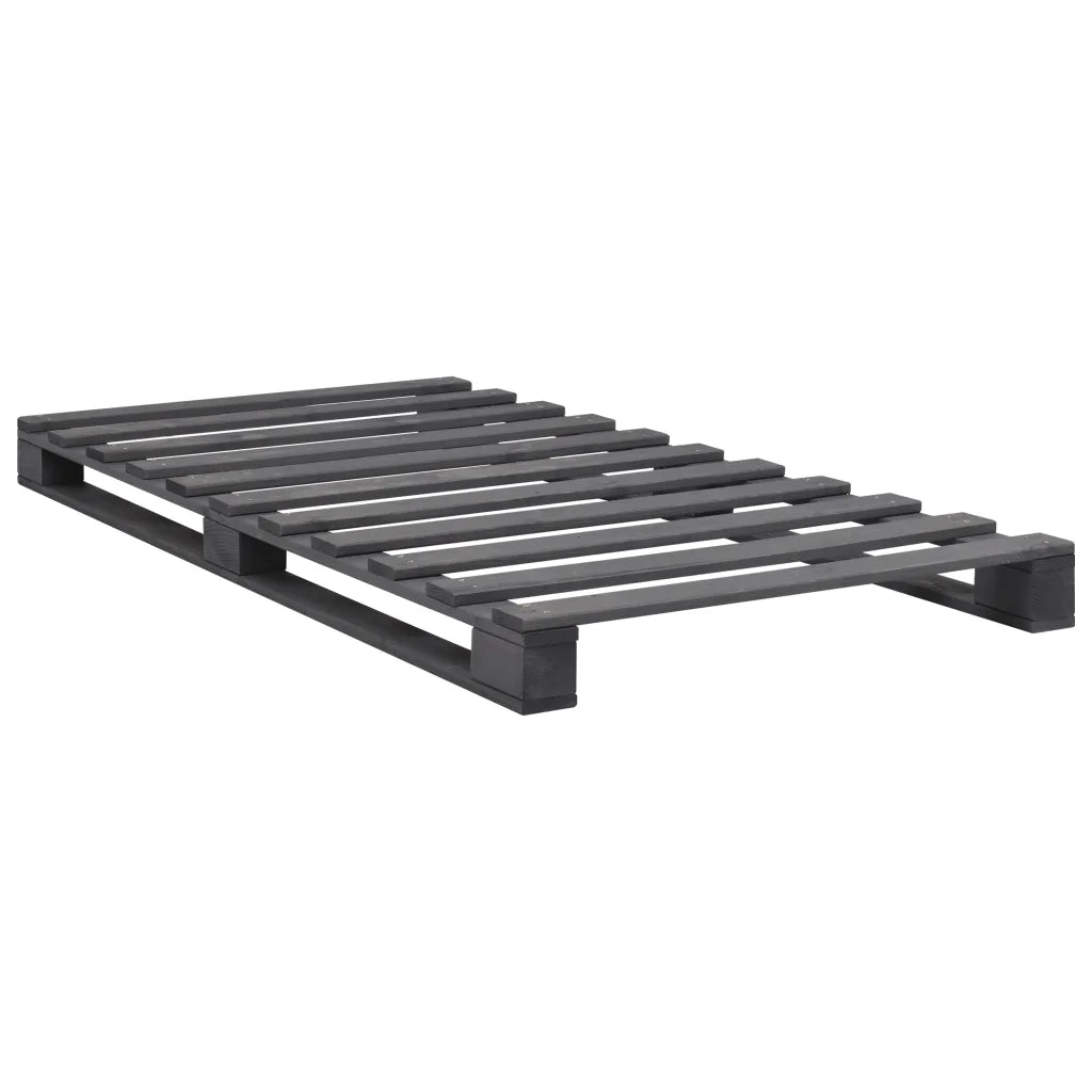 Letto singolo | Letto per adulti | Giroletto in Pallet Grigio Legno Massello di Pino 90x200 cm