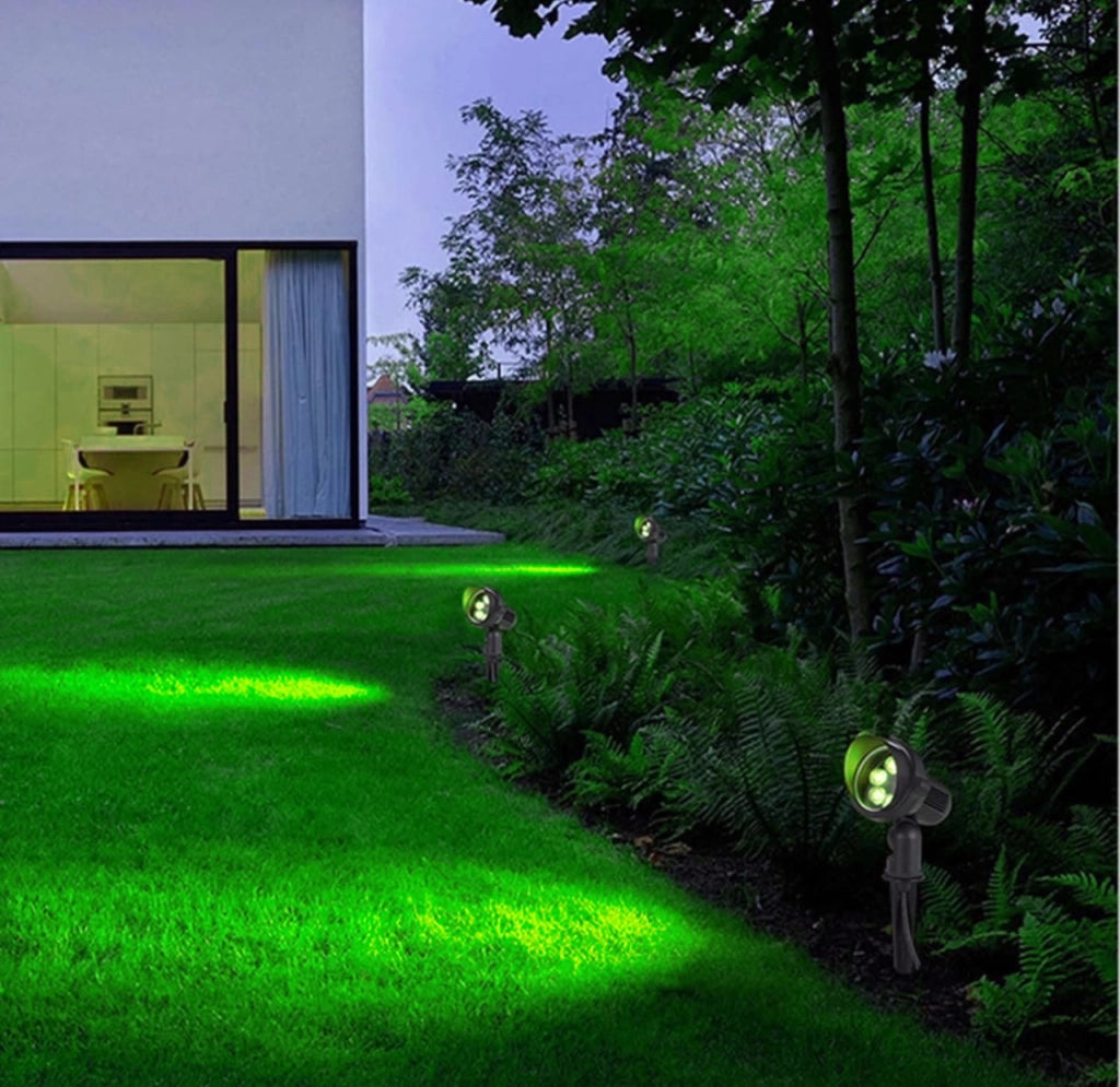 Faretto a led da esterno per giardino orientabile 5w luce Verde con picchetto lampada proiettore spot Impermeabile