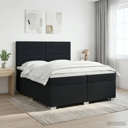 Letto box spring con materasso Nero 200 x 200 cm Tessuto 3453488