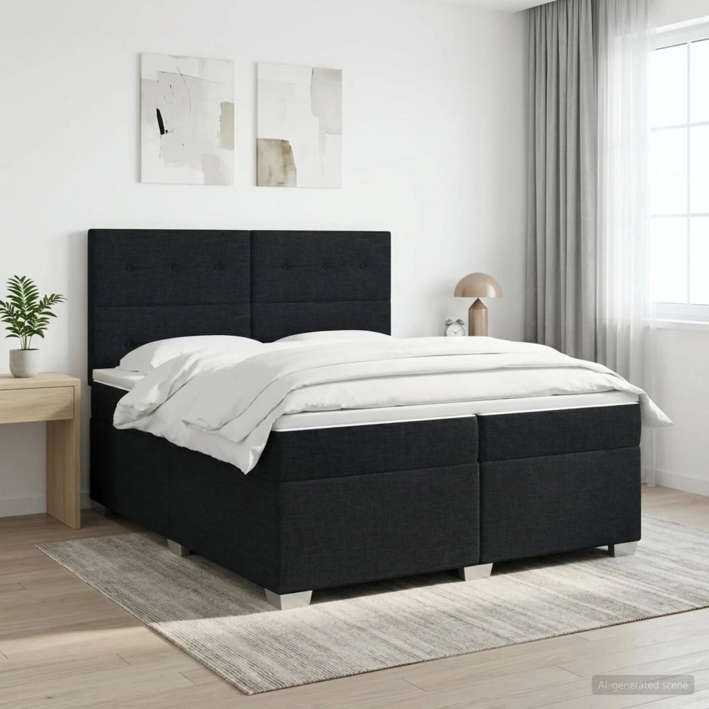 Letto box spring con materasso Nero 200 x 200 cm Tessuto 3453488