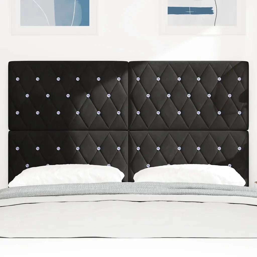 Testiera LED con strisce LED con testiera Nero 160 cm Velluto 3338368